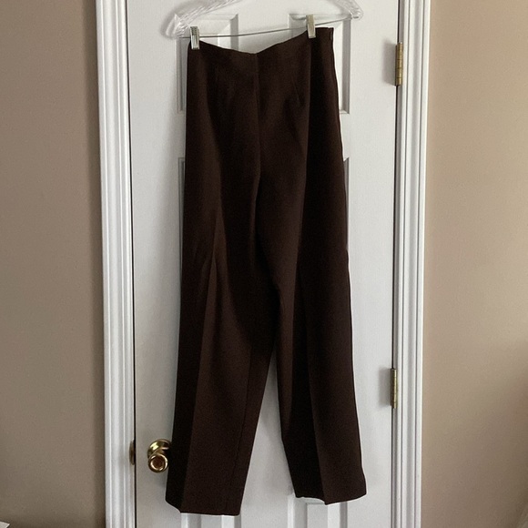 Vintage Studio 32 Brown 100% Wool Pants Suit With Faux Fur Collar - Picture 4 of 5